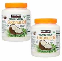 2 x Kirkland Organic Virgin Coconut Oil Cold Pressed Unrefined 2.48L (84... - £38.19 GBP