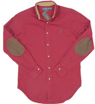 NEW Polo Ralph Lauren Shirt!  Red Navy or Brown  Heavier  Suede Elbow Patches - £51.10 GBP