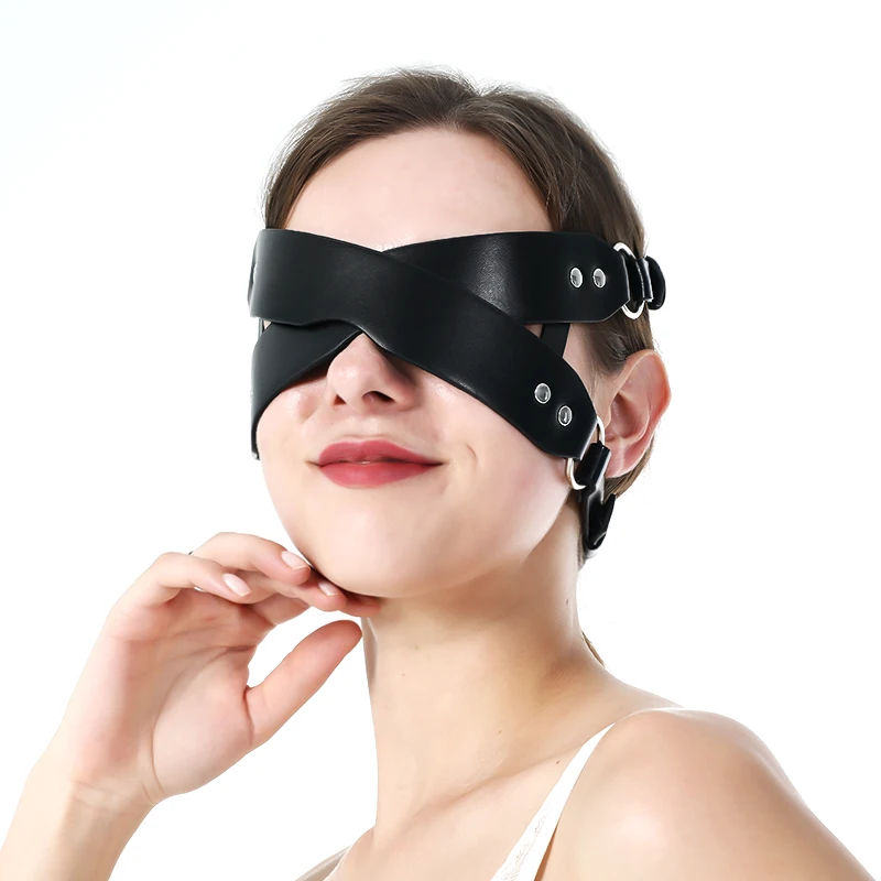 Play Goth PU Leather Eye Mask Toyy Punk Blindfold Home Bandage Harness Toy Game  - £23.32 GBP