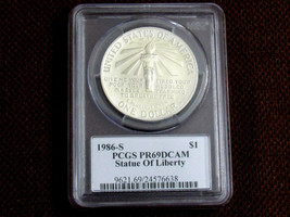 1986-S Statue Of Liberty Dollar Signed Auto Mercanti Chief Engraver PR69 Pcgs - £117.44 GBP
