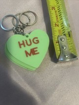 Green Valentine&#39;s Day Candy Hearts “Hug Me” Keychain Gift. - $11.76
