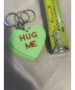 Green Valentine&#39;s Day Candy Hearts “Hug Me” Keychain Gift. - $11.76