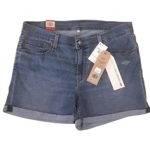 Levi&#39;s Denim Shorts Distressed Blue Vintage Soft Stretch Cuffed Womens 32 - $28.71