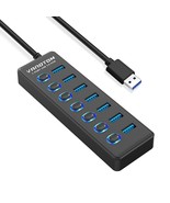 Usb 3.0 Hub, 7-Port Usb Hub Splitter With Led Individual On/Off Switches... - $37.99