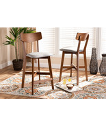 Maeron Gray Fabric Walnut Brown 2Pc Counter Stool Set - €250,12 EUR