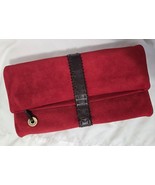 Couture Italy DONALD J PLINER Medium Red Suede Clutch - $40.43 CAD