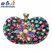 5colors Two Side Luxury Crystal Floral Clutch Chain Bag Evening Woman Diamond We - £41.35 GBP