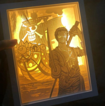 One Piece Roronoa Zoro Paper Lamp, Paper Cut-out Lamp,Light,Paper Handicrafts - £71.06 GBP