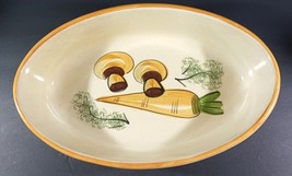 Vintage Los Angeles Pottery Oval Casserole Dish  Mushroom &amp; Carrot- 13” ... - $19.00