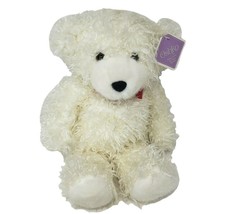 Vintage Oshko White Fuzzy Teddy Bear W/ Bow &amp; Tag Stuffed Animal Plush Toy Lovey - £52.39 GBP