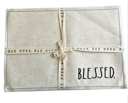 Rae Dunn Embroidered Placemats Blessed 13&quot;x19&quot; Fabric Set of 4 Country F... - $39.08