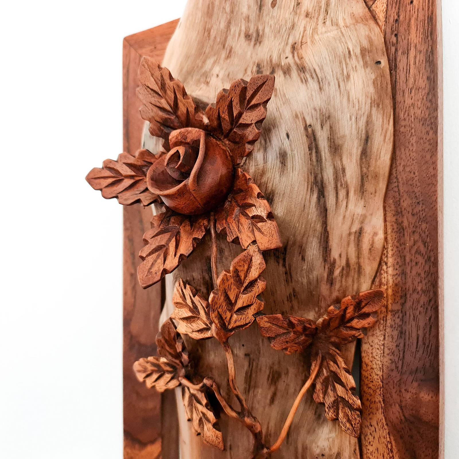 Hand Carved Wooden Wall Art - Long Decorative Driftwood Sculpture Forever Love V Item image 4