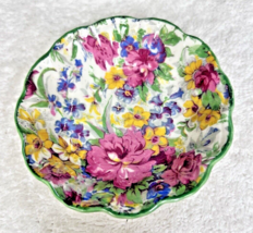 MIDWINTER LTD Brama Chintz Mint or Candy Dish Bowl Green Rim 3 3/4 inch - $34.65