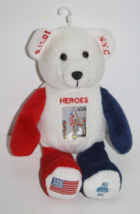 Heroes Stamp Teddy Bear 9&quot; Honor 9/11/01 New York 9 11 Beanbag Plush Soft Toy - £7.61 GBP