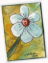 Flower Power No 8 Daisy 2014 by C Peterson Original Watercolor ACEO Painting - £55.97 GBP