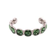 Rebecca Bangle With Square Green Swarovski Crystals in Stainless Steel - £255.04 GBP