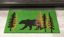 Rustic Black Bear By Pine Trees Coir Coconut Fiber Floor Mat Doormat 29&quot;X17&quot; - £23.42 GBP