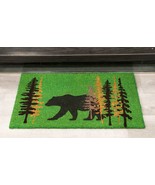 Rustic Black Bear By Pine Trees Coir Coconut Fiber Floor Mat Doormat 29&quot;... - £23.69 GBP