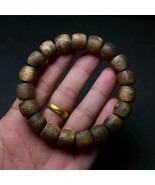 Green Kynam Wild Oud Agarwood Bracelet from Hainan 12mm Diameter Beads - $407.57 CAD