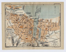 1926 Original Vintage City Map Of Cherbourg / Normandy Normandie / France - £15.13 GBP