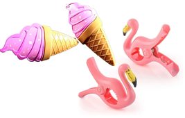 C&amp;H Solutions 2 Set (4 Ct) Pink Flamingo/Pink Ice Cream Beach Towel Clip... - $238.95 MXN