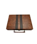 Vintage Faux Leather Travel Backgammon Set Portable Game Case Dice Chips - $25.20