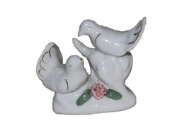 Vintage Dove Birds Porcelain Figurine Gold Trim Pink Rose Made In China - £6.42 GBP