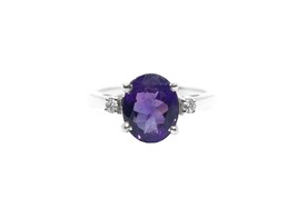 Natural Amethyst Solitaire Ring 7x9 mm Oval amethyst Band 2.50 Ct amethyst ring - £34.77 GBP