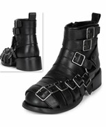 Jeffrey Campbell Belted Up Boots Women Size 5.5 Black Multi-Strap Biker ... - $139.87 CAD
