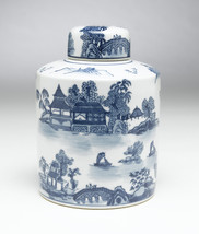 Zeckos AA Importing 59721 Blue And White Round Jar With Lid - £46.97 GBP