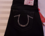 NWT True Religion Black Curvy Skinny Jeans Size 32 Swarovski Crystals - $98.01