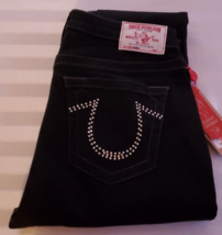 NWT True Religion Black Curvy Skinny Jeans Size 32 Swarovski Crystals - £76.81 GBP