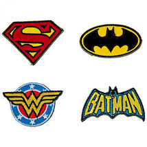 DC Comics Hero Logos Assorted 4-Count Mini Patches Multi-Color - £11.73 GBP