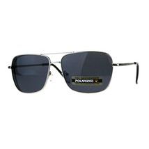 Polarized Lens Sunglasses Unisex Square Metal Frame Spring Hinge - £10.34 GBP