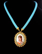 vintage Victorian necklace - Victorian handpainted cameo - French beauty... - £209.37 GBP
