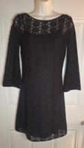 Lilly Pulitzer Topanga Black Breakers Crochet Knit Lace Tunic Lined Dres... - $46.54