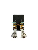 African Woman Dangle Earrings Wood Hand Painted Tribal Afrocentric Jewel... - $18.00