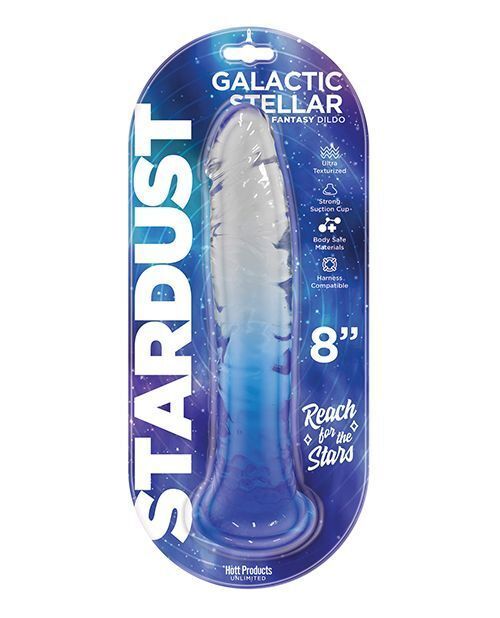 Stardust Galactic Stellar 8&quot; Jelly Dildo Crystal Blue - $17.59