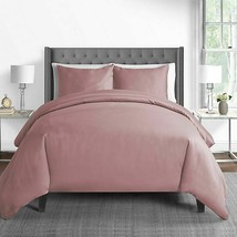 Solid 450-Thread-Count Cotton Sateen 2-Piece Twin Duvet Cover Set in Dusty Rose - £31.14 GBP