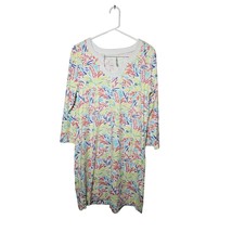Lulu B Women&#39;s Sketched Palms Shift Dress Short Sleeve Bright Colors Large - $38.99