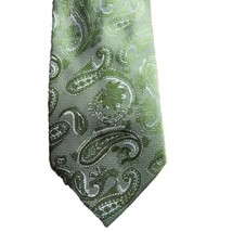 Vittorio Farina Necktie Green Paisley 100% Polyester Size 58&quot;L X 4&quot;W - £7.53 GBP