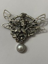 Art Nouveau Style 925 Fairy Pearl Pendant Brooch Large - £29.96 GBP