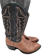 Tony Lama Western Cowboy Boots Mens 10.5 Black Brown Pebbled Leather 657... - £47.59 GBP