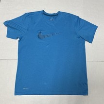 The Nike Tee T-Shirt Dri-Fit Big Center Logo Turquoise Size L Short Sleeves - $12.11
