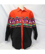 Vintage Mickey Mouse Western Shirt Pearl Snap Button Men Size Large - $77.41