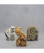 Pier 1 Wild African Animal Wood Photo Memo Note Holders Zebra Elephant G... - $16.10 CAD