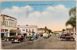 National City,California Street View Vintage Cars Linen Postcard Posted 1946 - £13.43 GBP
