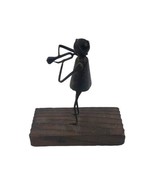 Vintage Handmade Metal Art TRUMPET JAZZ Player Sculpture Figure - $18.76