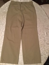 Boys  Size 16 Husky Izod pants khaki uniform flat front adjustable waist - $7.99