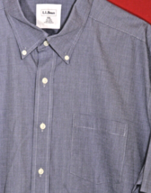 LL BEAN MEN&#39;S XXL TALL BLUE BUTTON UP SHORT SLEEVE DRESS SHIRT COTTON - $27.53